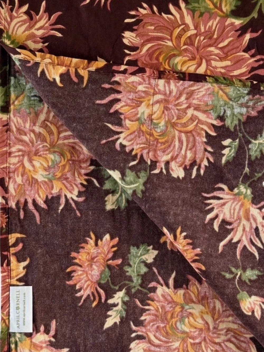 April Cornell Tablerunner Antoinette Fall Mums Floral Maroon Fabric 16 x 90 New - Picture 4 of 4